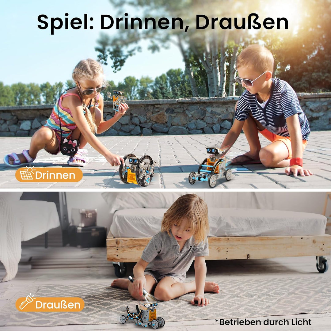 Sillbird Solar Roboter Kinder Spielzeug, 12-in-1 STEM Konstruktion Bauset, 190 Stücke Lernspielzeug