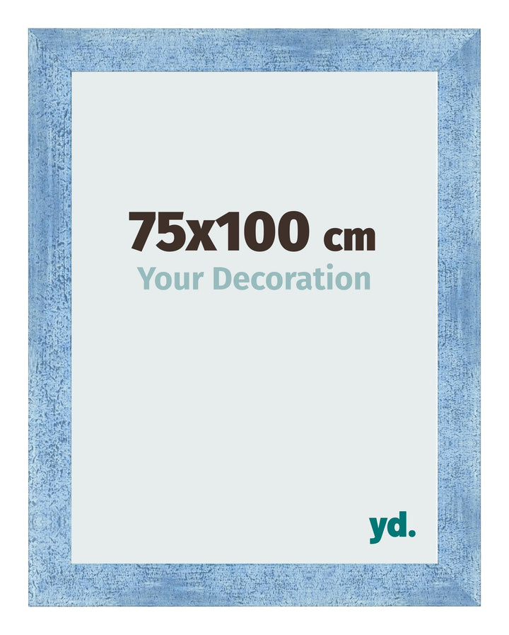 yd. Your Decoration - Bilderrahmen 75x100 cm - Hellblau Gewischt - Bilderrahmen aus MDF mit Acrylgla