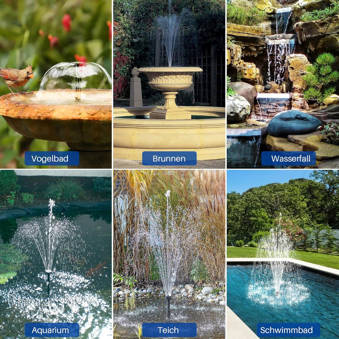 Biling 20W Solarbrunnen für Draussen mit 4 Düsen, 875L/H Solar Springbrunnen für Aussen Mittelgrosse
