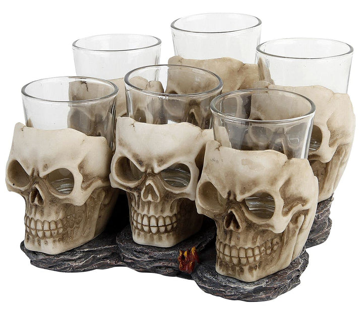 Nemesis Now Six Shooter Skulls Schnapsgläser 14cm Elfenbein 7 Stück (1er Pack) Beige, 7 Stück (1er P