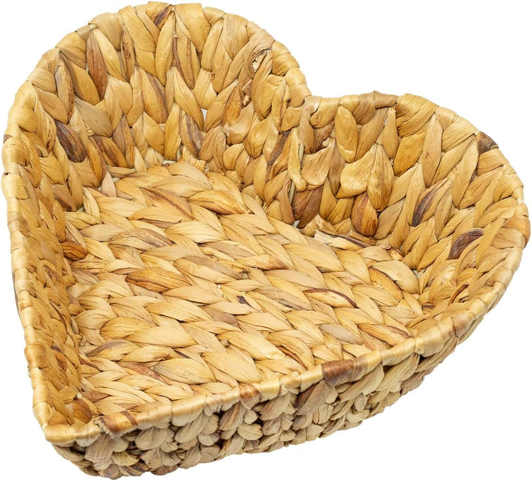 Schale aus Wasserhyazinthe in Herzform als Obstkorb Dekoschale Brotkorb 30x30x10 cm