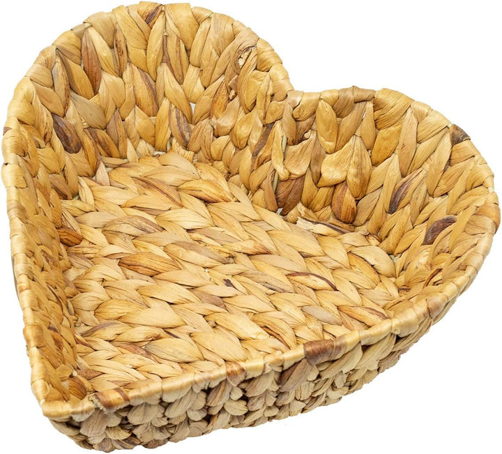 Schale aus Wasserhyazinthe in Herzform als Obstkorb Dekoschale Brotkorb 30x30x10 cm