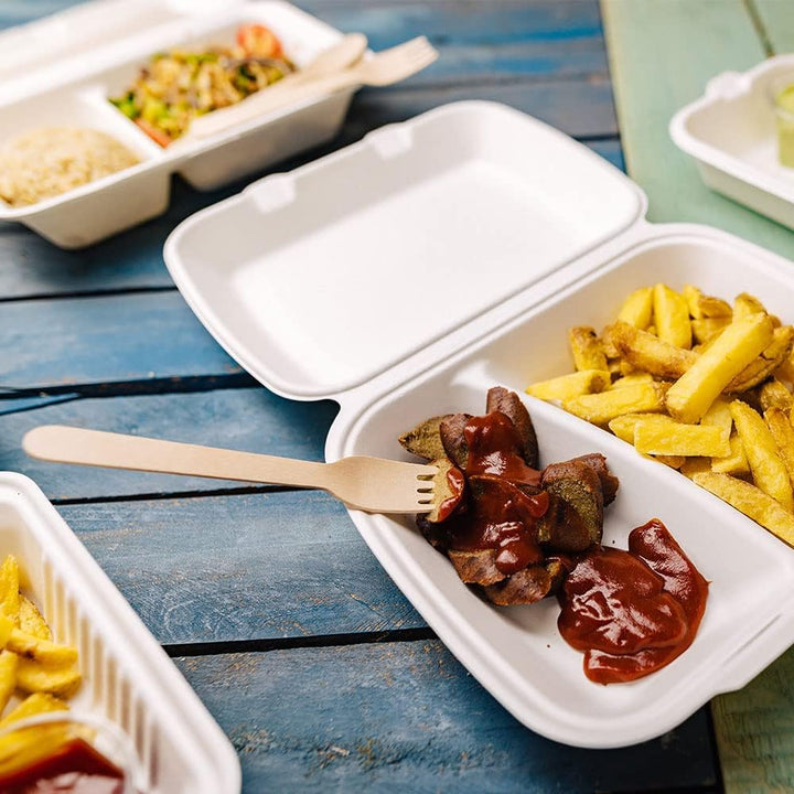 BIOZOYG Zuckerrohr Menüschalen-2-geteilt I nachhaltiges Take-Away-Geschirr biologisch abbaubar I Zuc