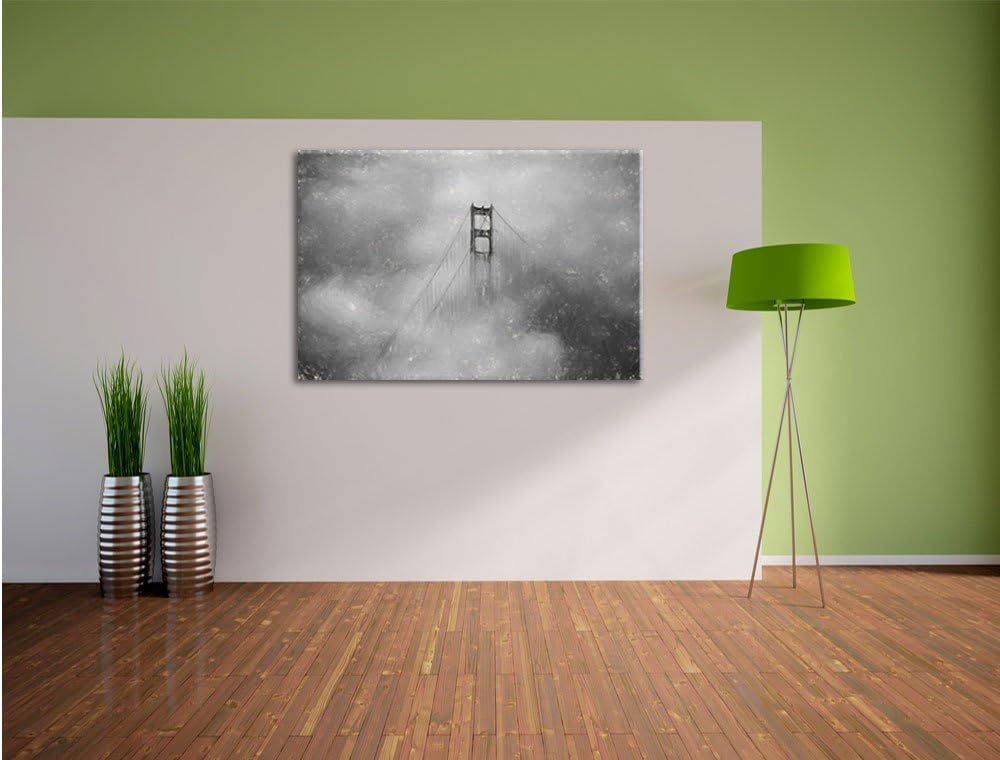 Pixxprint Golden Gate Bridge über den Wolken als Leinwandbild/Grösse: 100x70 / Wandbild/Kunstdruck/f