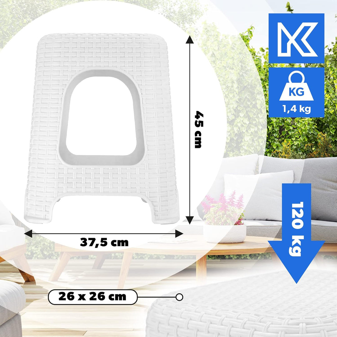 KADAX Hocker aus Kunststoff, Tritthocker bis 120 kg, Rattanhocker mit Antirutschfüssen, Badhocker, W
