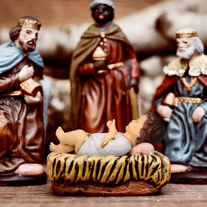 Gatuida Mini Jesuskind Krippenfigur Kunstharz Christkind Statue für Weihnachtskrippe Religiöse Dekor