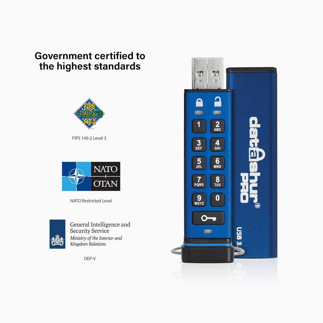 iStorage datAshur PRO 64 GB | Verschlüsselter USB-Speicherstick | Zertifiziert nach FIPS 140-2 Level