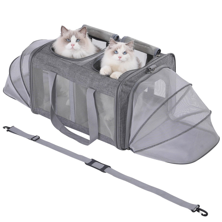 Grosser Katzentransportbox für 2 Katzen und Kleine Hunde bis 15KG mit Abnehmbarem Weichem Kissen（53