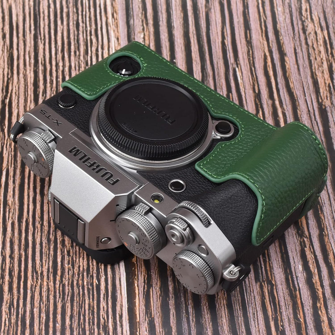Rieibi Fuji XT5 Schutzhülle für Fujifilm X-T5 Digitalkamera, hochwertiges Echtleder, Halbtasche für