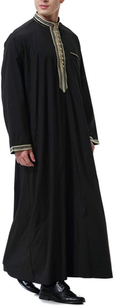 Kaftan Herren Lang Gebetskleidung für Männer Islamische Kleidung Herren Muslim Kleid Langarm Arabisc
