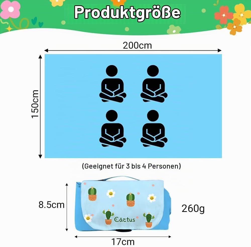 Picknickdecke wasserdicht, 150 x 200 cm Mini picknickdecke, Wasserdicht und schmutzabweisend, Ultral