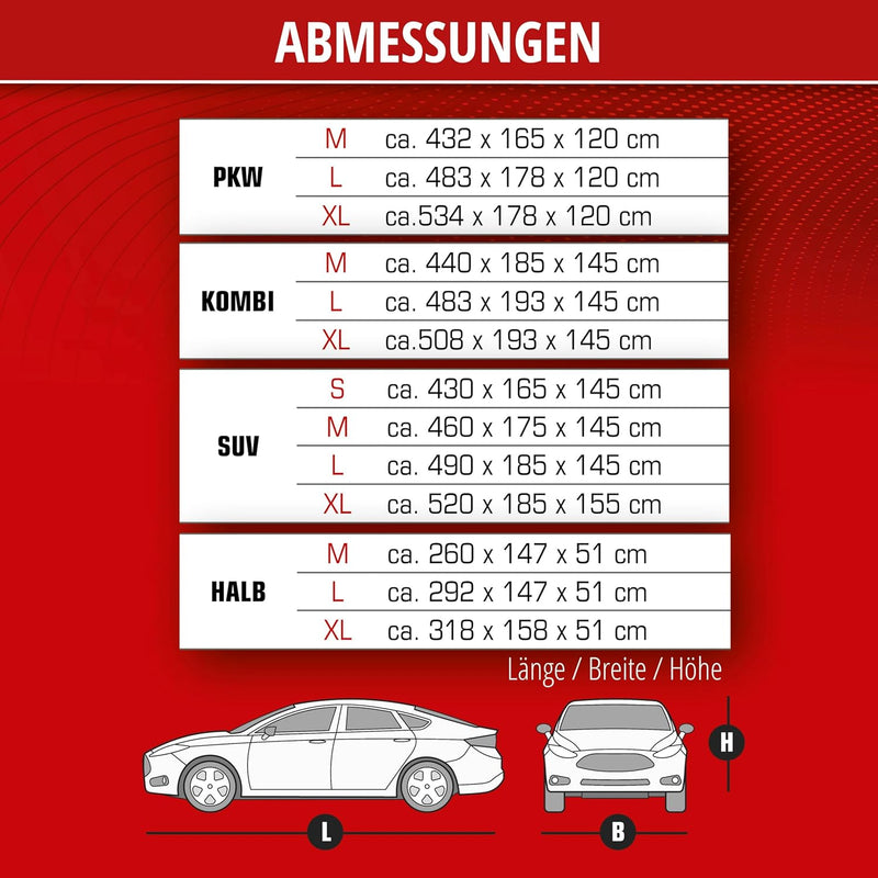 Walser Abdeckplane Auto All Weather Light, Abdeckplane wasserdicht, 100% wetterfeste Auto Abdeckplan