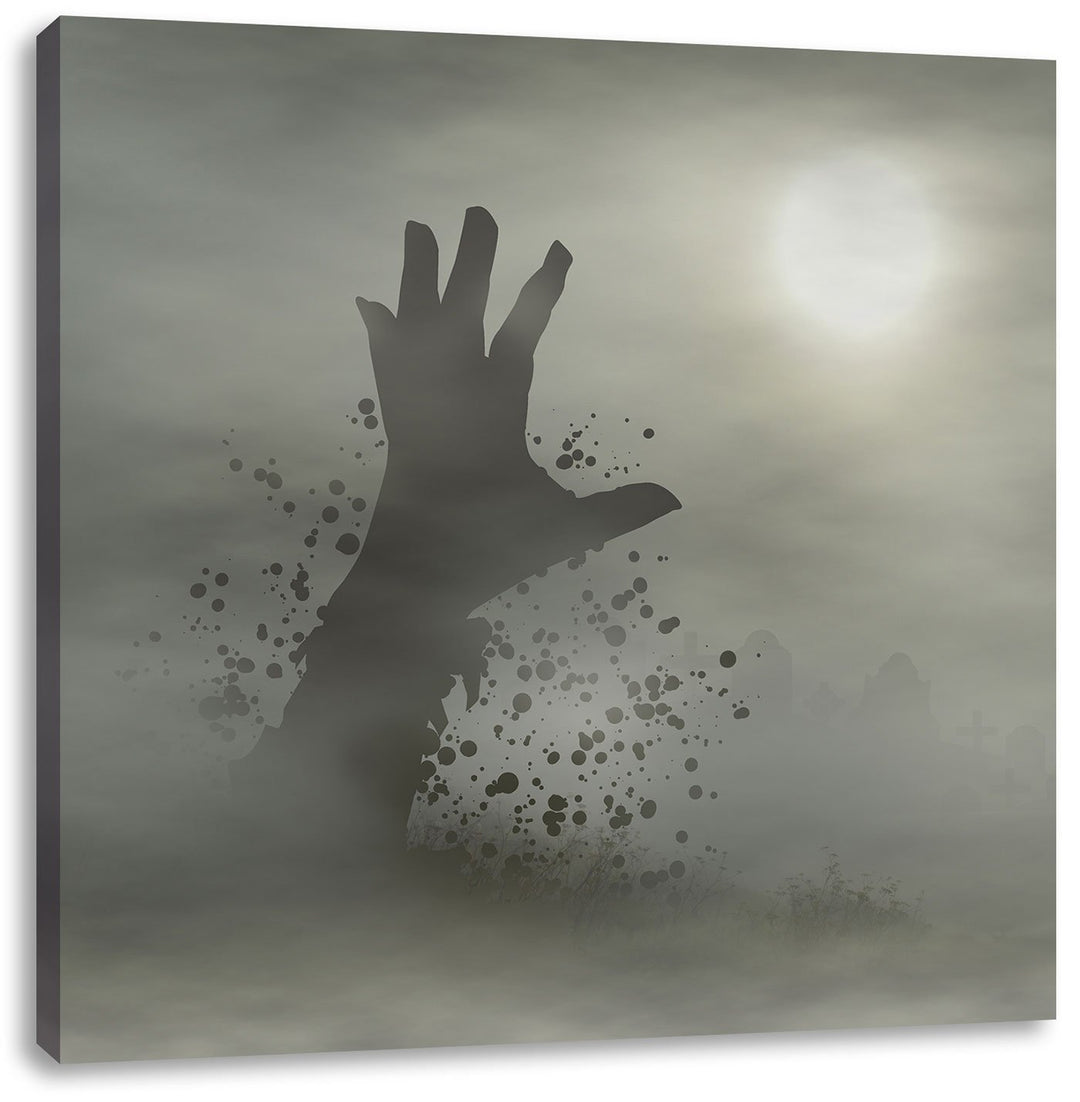 Pixxprint Zombie Erwachen, Format: 70x70 auf Leinwand, XXL riesige Bilder fertig gerahmt mit Keilrah
