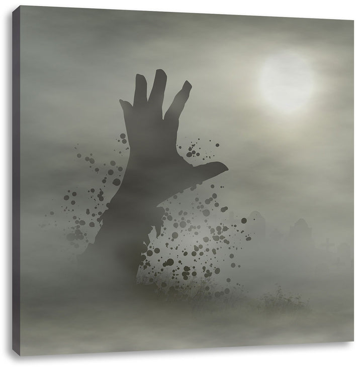 Pixxprint Zombie Erwachen, Format: 70x70 auf Leinwand, XXL riesige Bilder fertig gerahmt mit Keilrah