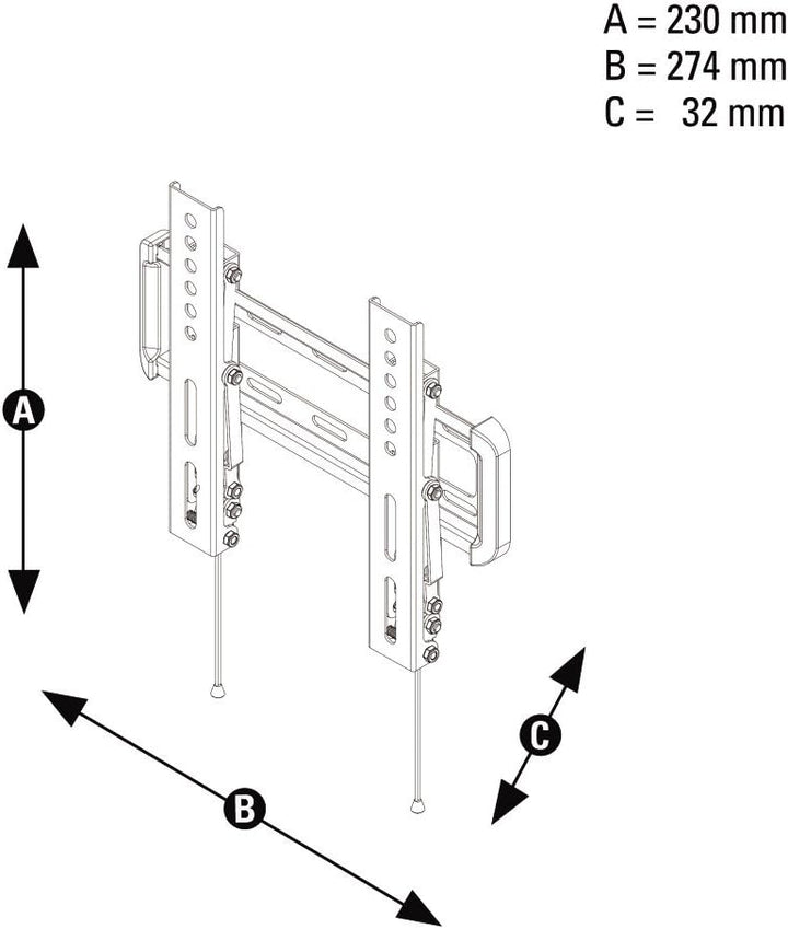 Hama TV-Wandhalterung Motion, neigbar, für 48 - 117 cm Diagonale (19 - 46 Zoll), für max. 25 kg, VES