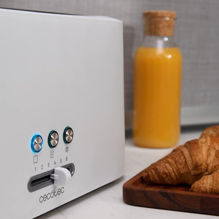 Cecotec Toaster Toast&Taste 9000 Doppel White aus Plastik mit 2 extra breiten kurzen Schlitzen Weiss