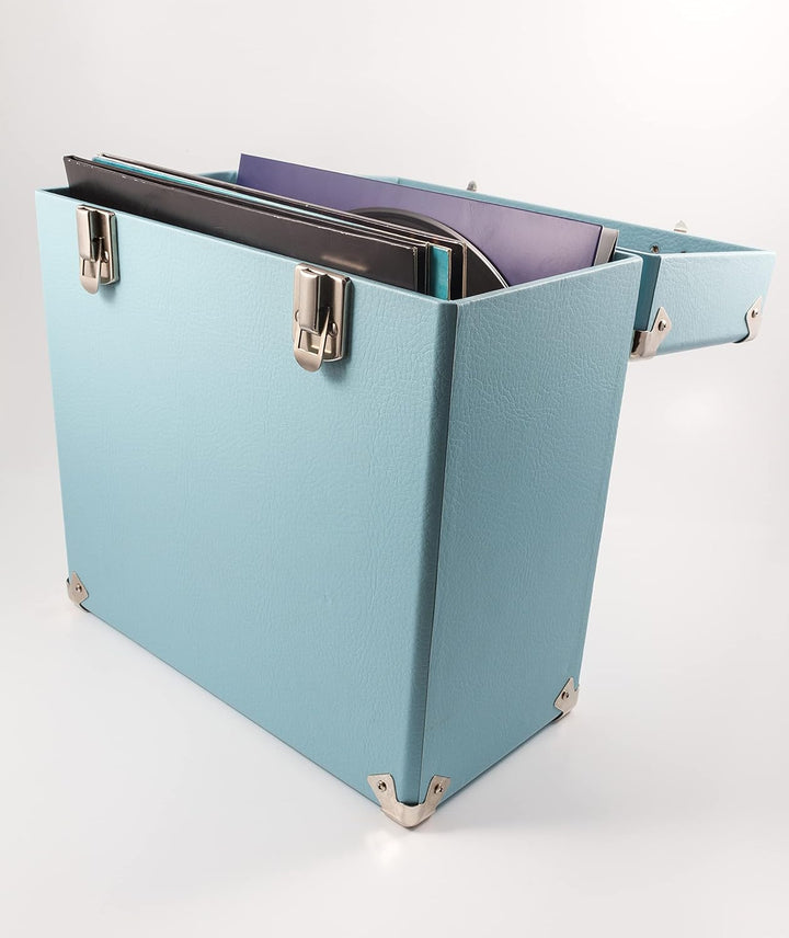 GPO CASE12 Tragbares Aufbewahrungsbox für 12" Schallplatten (für bis zu 30 Vinyl-Schallplatten), Bla