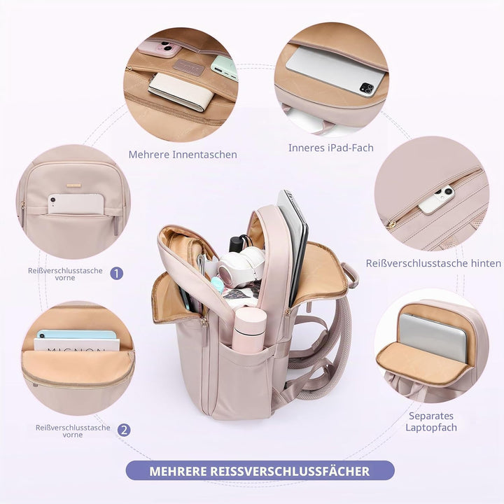 Rucksack Damen Herren, Laptop Schulrucksack,Women Travel Backpack Elegant für Uni Reise Büro, Tagesr