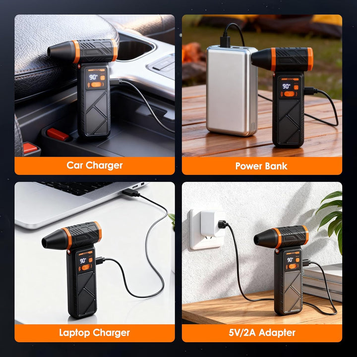 Electric Air Duster,210000RPM Super Power Cordless Elektrische Staubgebläse,100-Gang,Unendlich Varia
