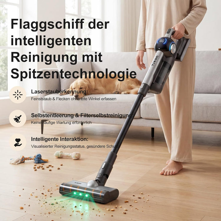 Tjean DustBase P7 Akku-Staubsauger mit automatischer Absaugstation, 550W Motor, 210AW Saugkraft, 60
