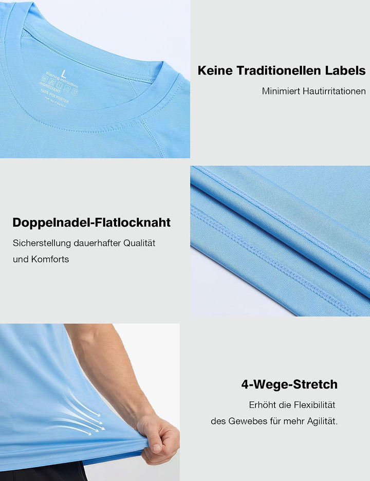 ZENGVEE 3er Pack Rashguard Herren, UPF 50+ UV Schutz Shirt Herren Schnelltrocknend Leicht Atmungsakt