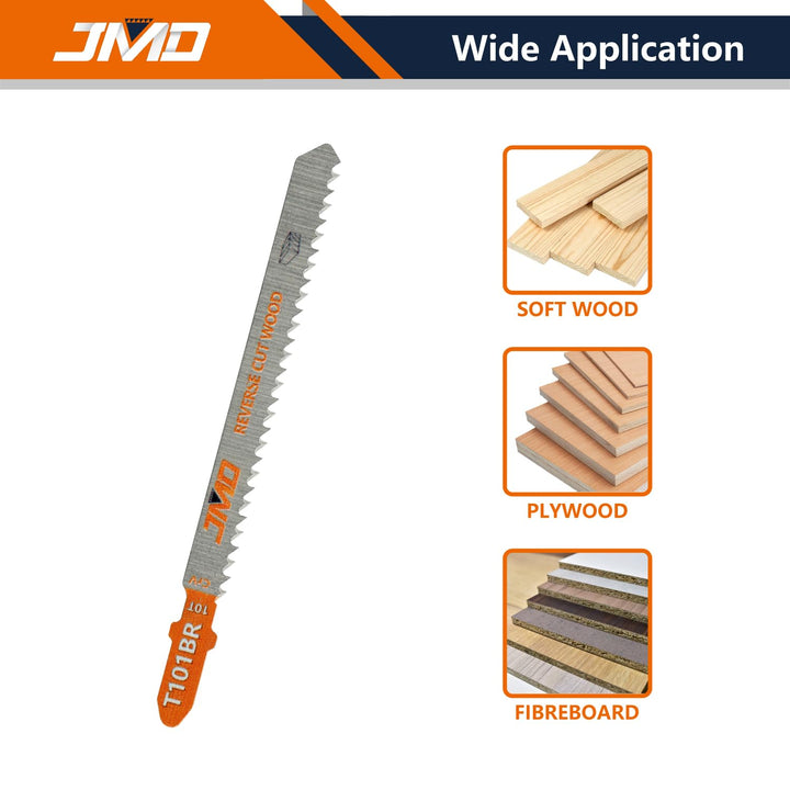 JMD 30 x T101BR Stichsägeblatt Holz Rückwärtsschnitte 100mm 10TPI Sägeblätter Stichsäge für Holz Zub