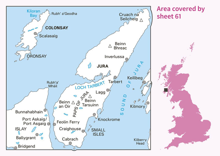 Jura & Colonsay (OS Landranger Map, Band 61), Karte