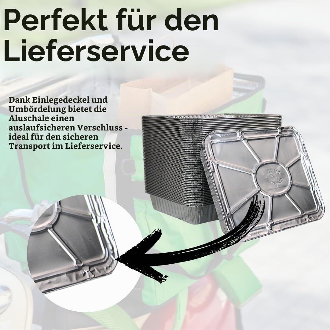 Enpack Aluschale R879-930G - 100 Stück Alu Grillschalen 226x176x30 mm - Feuerfeste Aluschalen 1000ml
