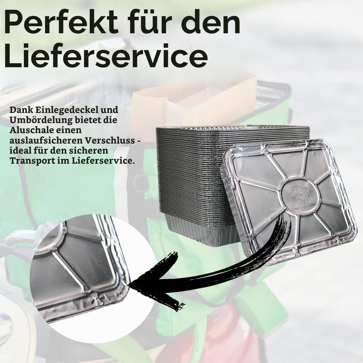 Enpack Aluschale R879-930G - 100 Stück Alu Grillschalen 226x176x30 mm - Feuerfeste Aluschalen 1000ml