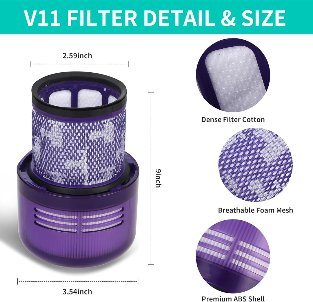 3 Stück Filter für Dyson, für Dyson Ersatzfilter V11, Kompatibel mit Dyson V11 V15 SV14,Ersetze No.9
