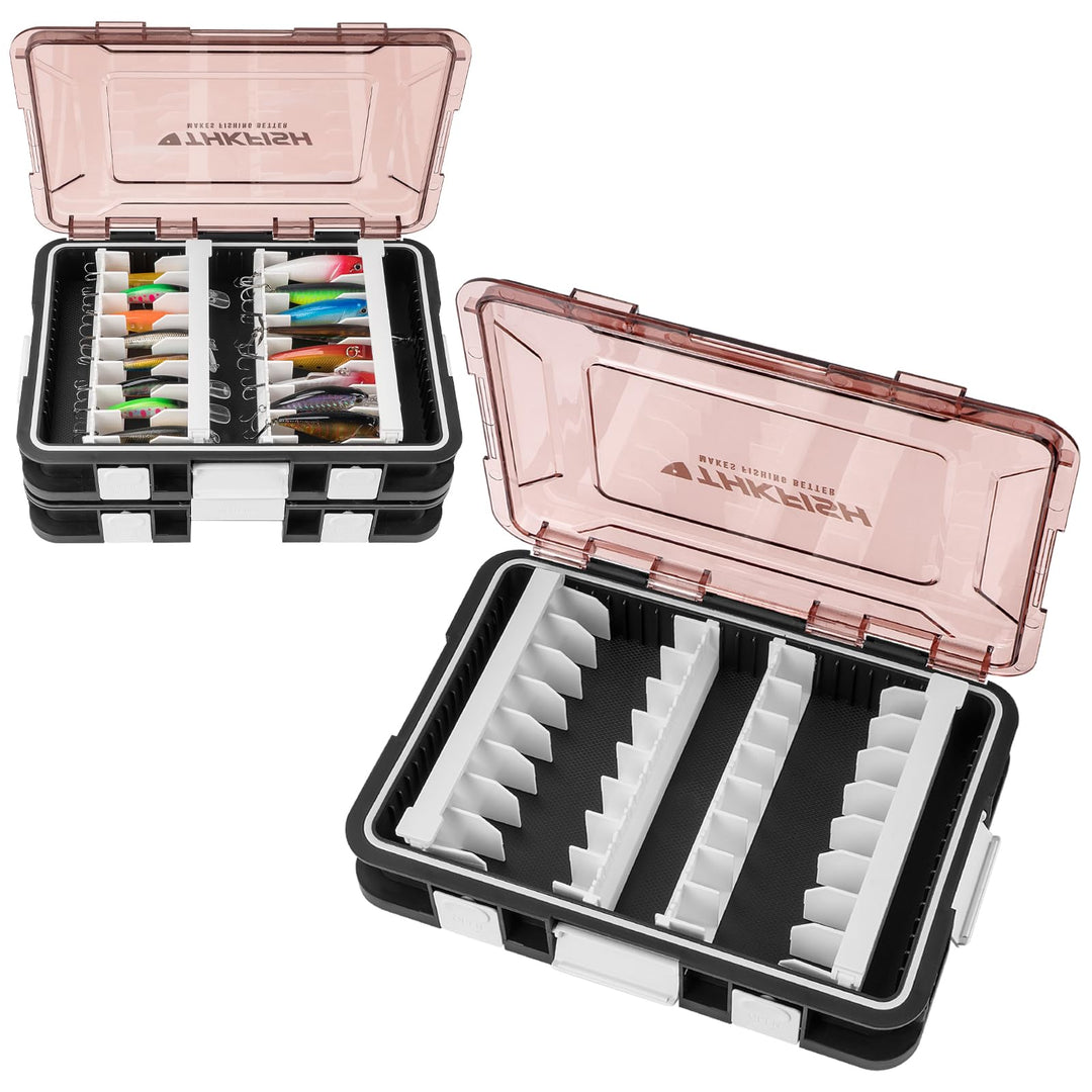 Köderbox Angeln Set, 2 Stück Angelbox 23x16x5 cm, Tackle Box Angeln mit Herausnehmbaren Trennwänden,