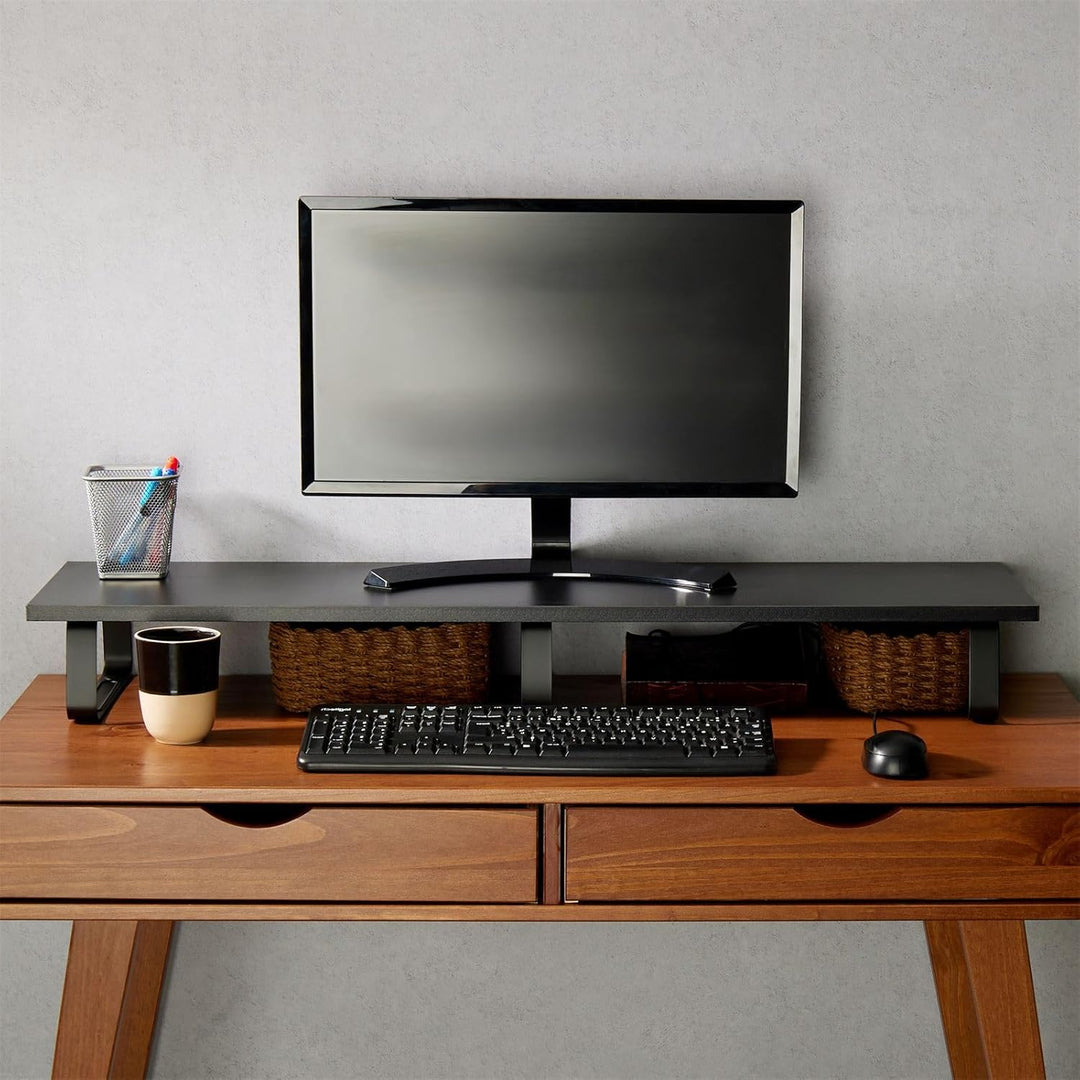 IDIMEX Monitorständer Milford - Desktop-Organizer, Schwarz, 100x27x13 cm, Belastbar bis 20kg, Modern