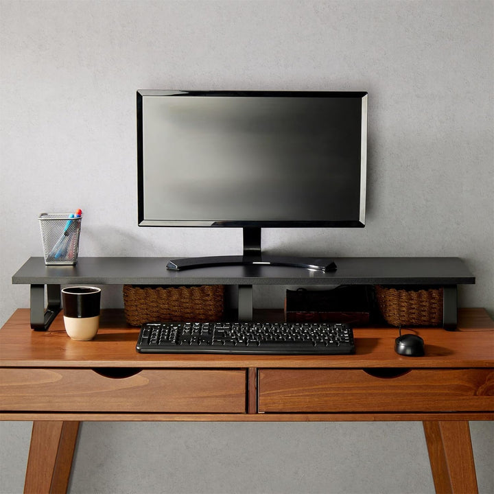 IDIMEX Monitorständer Milford - Desktop-Organizer, Schwarz, 100x27x13 cm, Belastbar bis 20kg, Modern