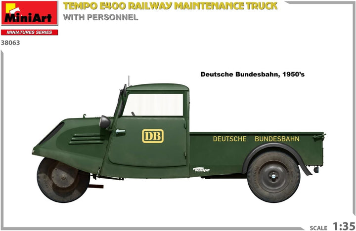 Mini Art 38063 1:35 Tempo E400 Bahndiesnstwagen (4)-originalgetreue Nachbildung, Modellbau, Plastik