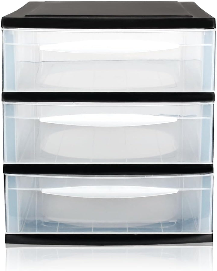 Schubladenbox A4 Schubladenschrank Kunststoff Schreibtisch Organizer mit 3 transparenten Schubladen