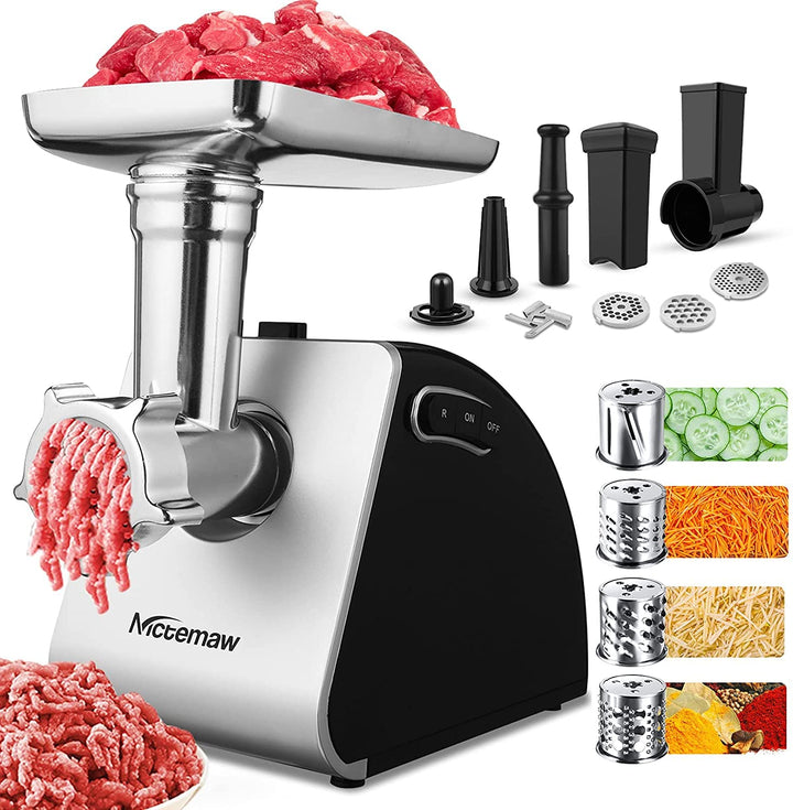 COOCHEER Fleischwolf Elektrisch 5 in 1 Multi Küchenmaschine Fleischzerkleinerer Wurstmaschine Edelst
