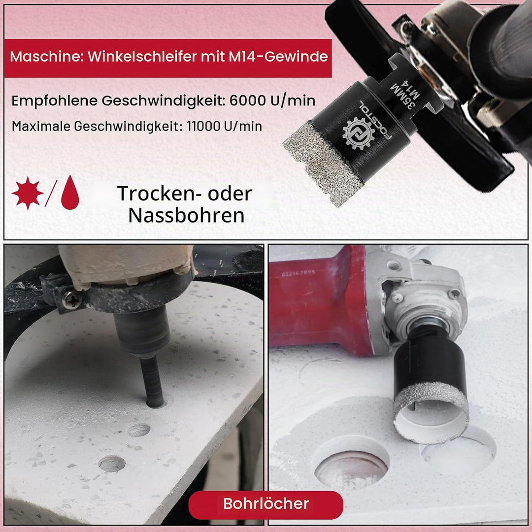 FOCSTOL Diamant Fliesenbohrer 68mm Vakuumgelötete Diamant Lochsäge für Porzellan Keramik Fliese Marm
