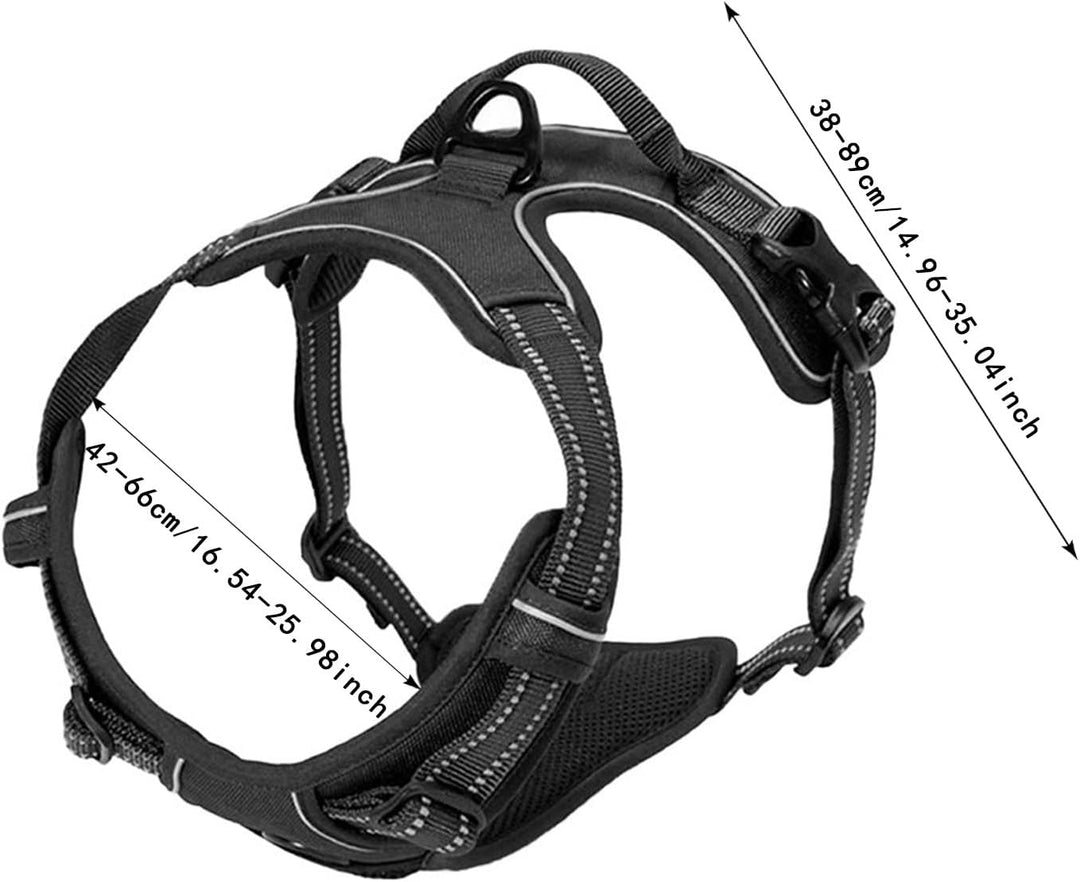 Hundegeschirr Verstellbar 38-89cm Brust Reflektierend | Doppelzugpunkte Vorne &amp; Hinten, Polyester Ne