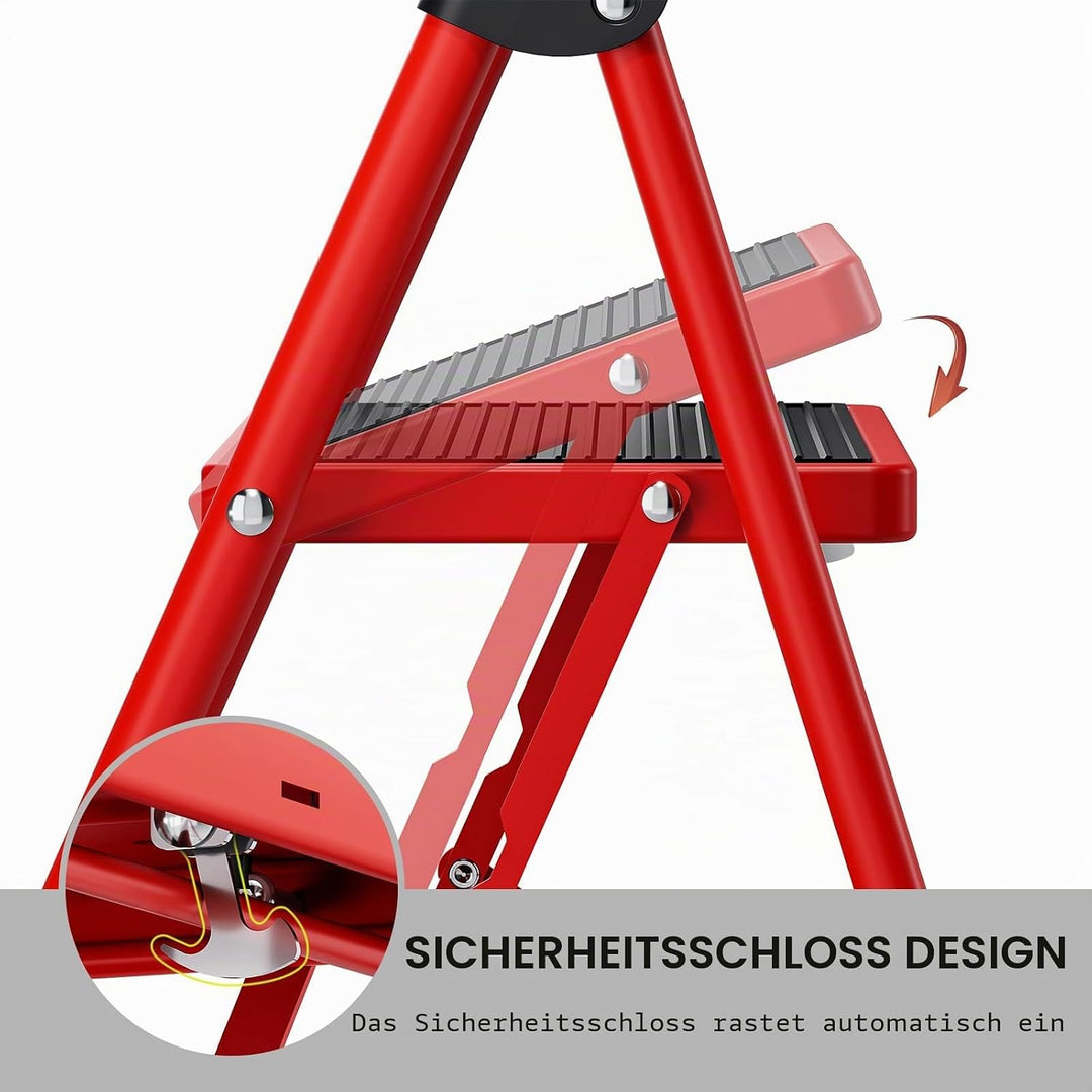 KINGRACK 2 Stufen Leiter, Trittleiter mit Handläufen, Stufenleiter, Klappleiter Tritthocker, Klapptr