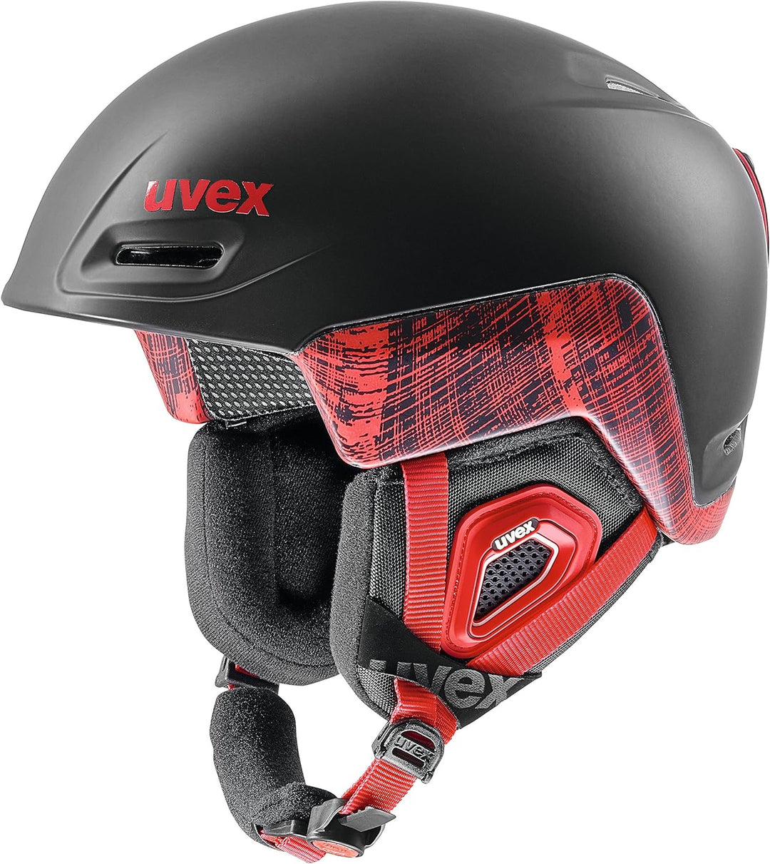 uvex Unisex-Erwachsene jimm Skihelm, Black-Red Mat, 52-55 cm