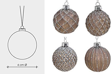 MC-Trend 12er Set edle Luxus Glas Weihnachtskugeln Ø 6cm Weihnachtsbaum Kugeln Christbaumkugeln Weih