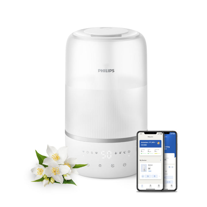 Philips Smart Humidifier - kompakt und dennoch leistungsstark mit himmelhohem Nebel, Aromatherapie,