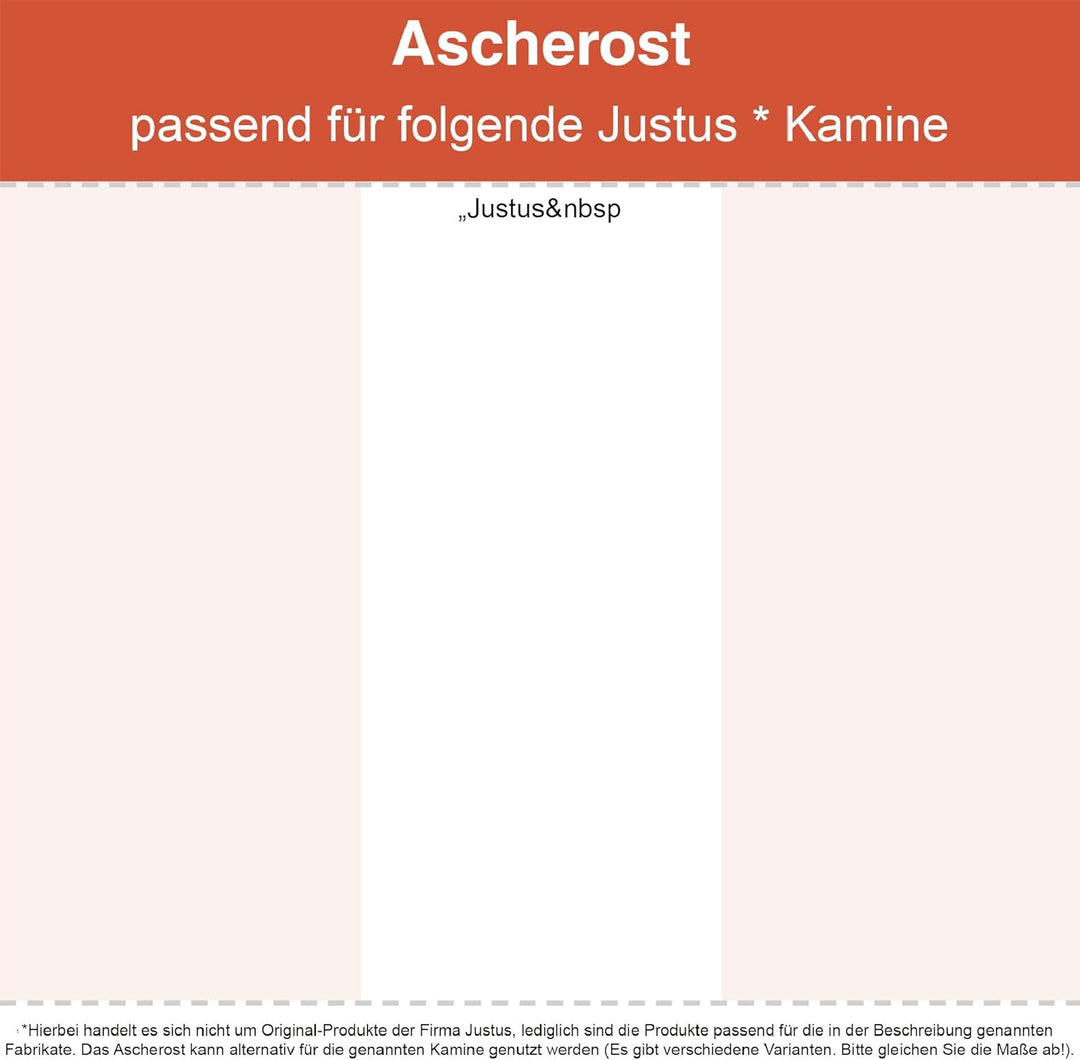 Kaminrost/Ascherost Rund Ø 180 x 10 mm passend für Justus ** Kaminöfen inkl. Modellübersicht - Asche