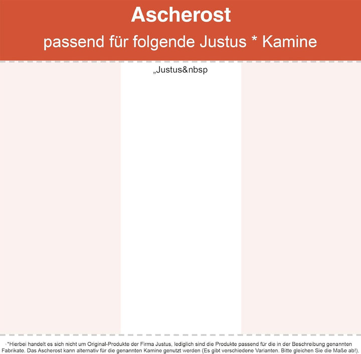 Kaminrost/Ascherost Rund Ø 180 x 10 mm passend für Justus ** Kaminöfen inkl. Modellübersicht - Asche