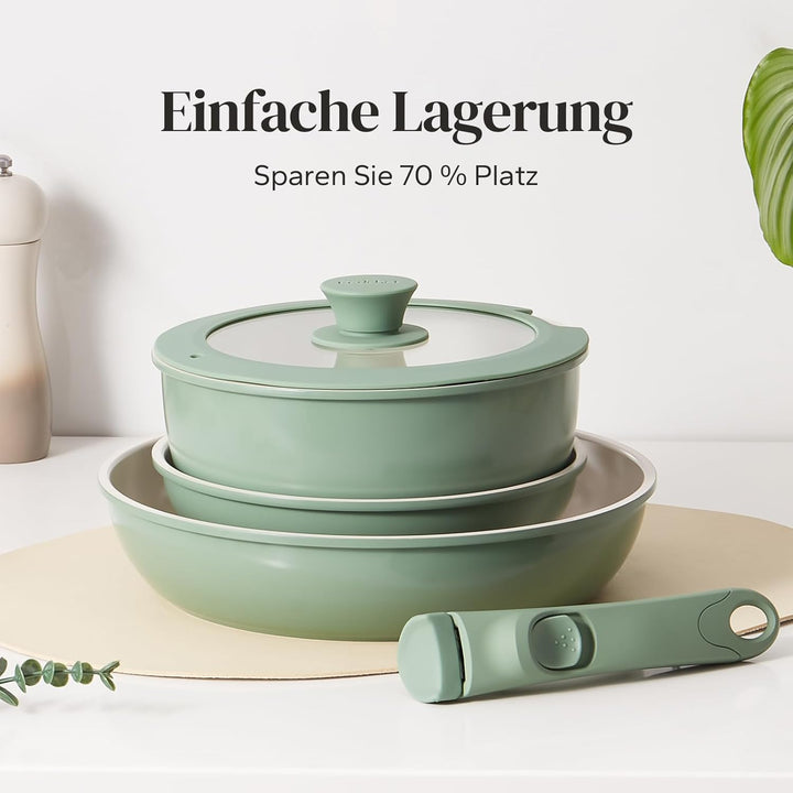 Abnehmbarer Griff, Stapelbar Topfset, Anti-Verbrühungs-Pfannengriff Klemmwerkzeug Generisch (Grün),