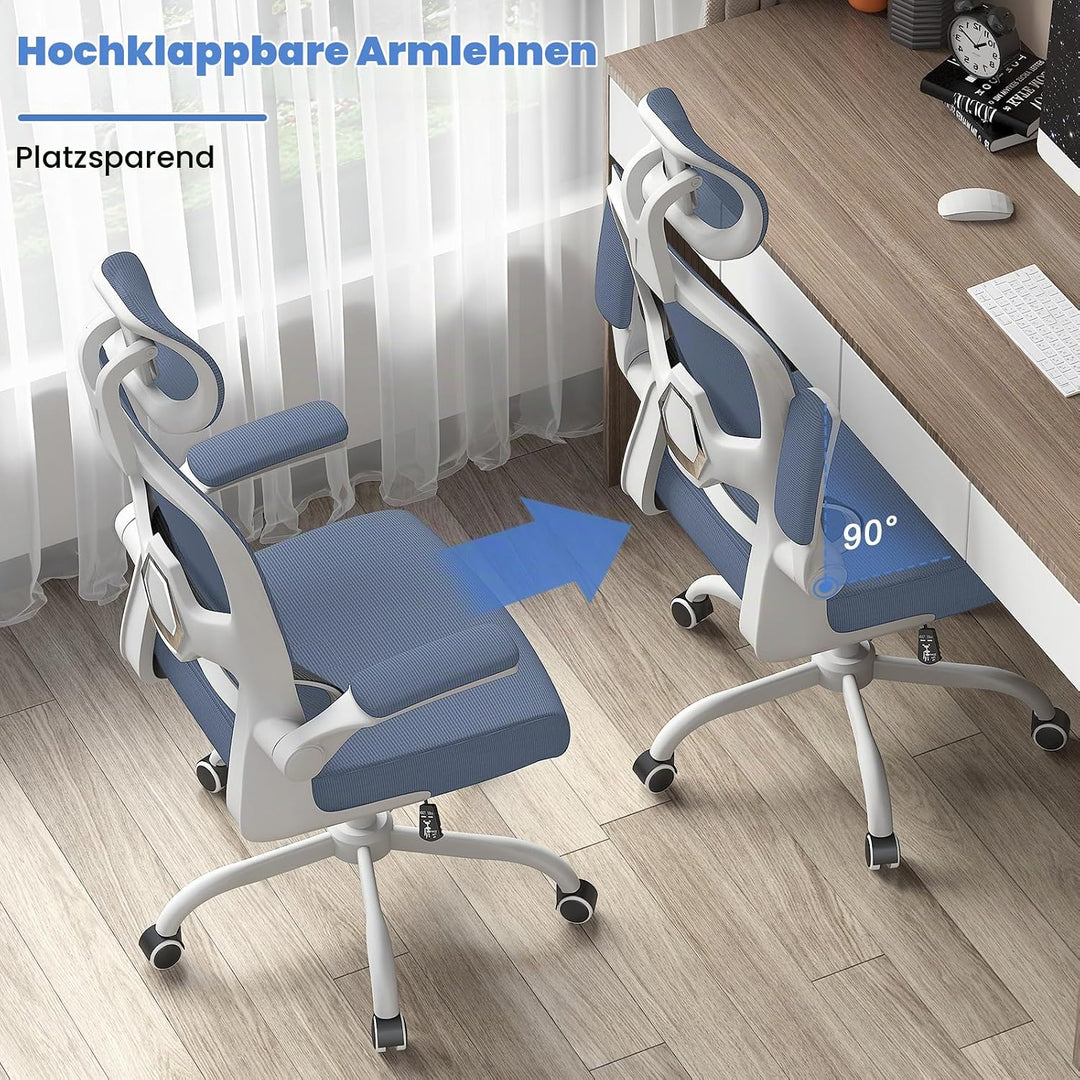 naspaluro Bürostuhl, Bürostuhl Ergonomisch mit Verstellbarer Kopfstütze, Armlehnen, Dynamischer Lord