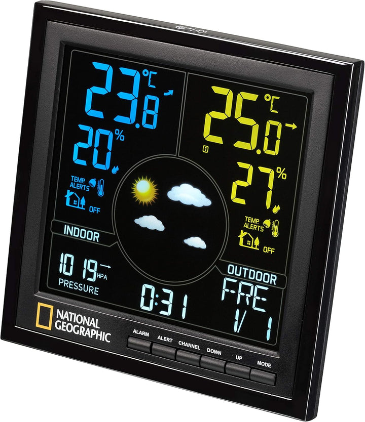 National Geographic Wetterstation Funk mit Aussensensor VA Farb Wetterstation
