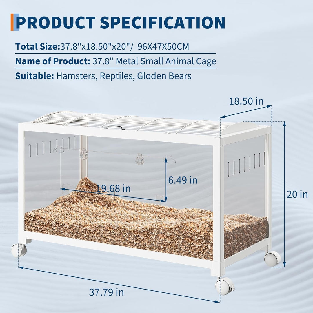 XXL Hamsterkäfig aus Metall und Acrylglas, 360° Panorama Sicht Nagergehege für Hamster, Ratten, Meer