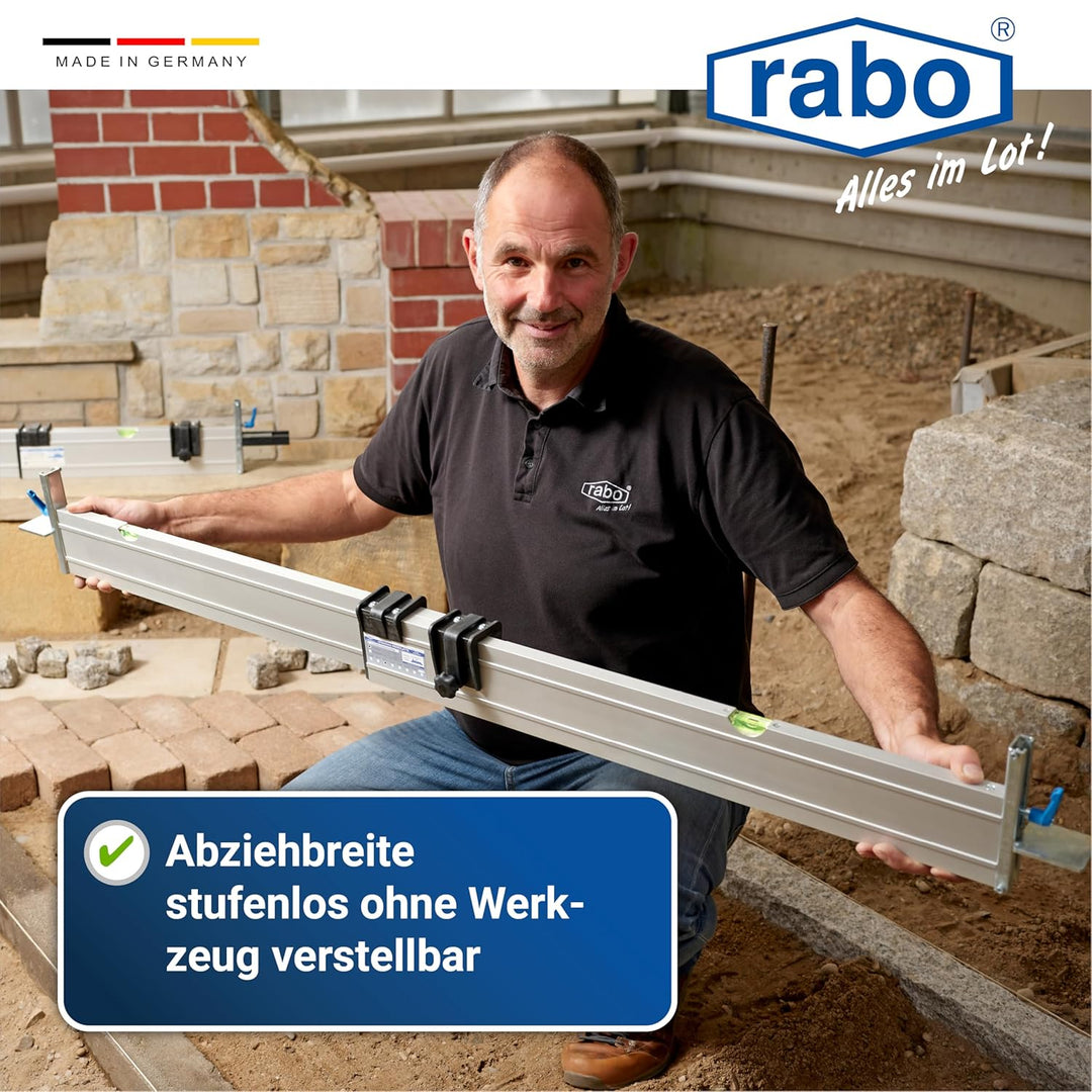 rabo stufenlos verstellbare Abziehschiene 0,60-1,00m, mit 2 verstellbaren Höhenanschlägen, stufenlos