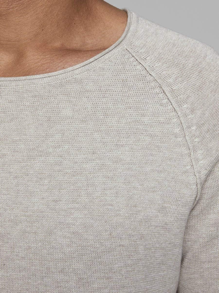 JACK & JONES Male Strickpullover mit Rundhals Einfarbig Strickpullover mit Rundhals XL Elfenbein (Oa